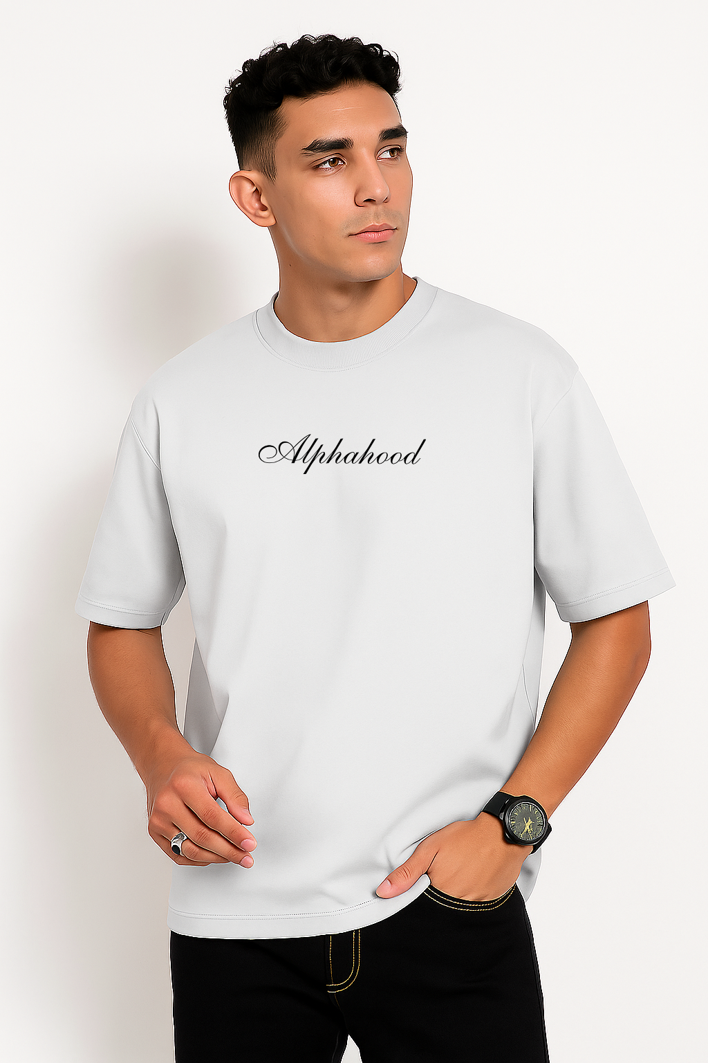Alphahood Oversized Terry T-Shirt – White | Premium Streetwear Essential