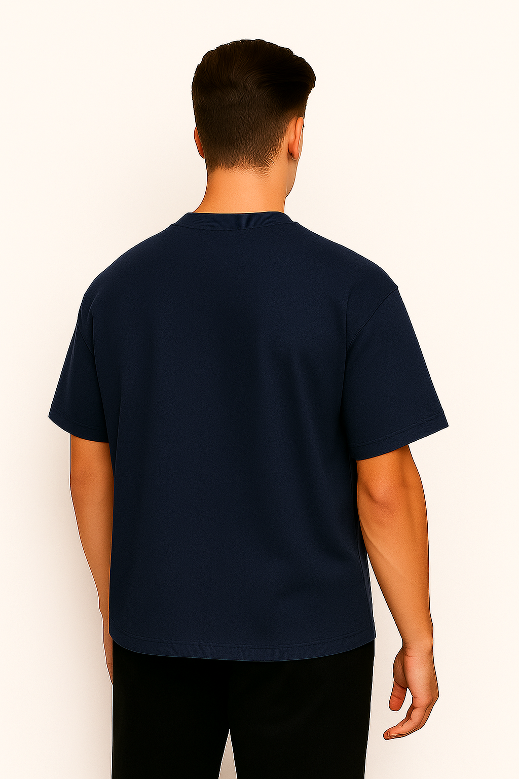 Navy Blue Crest Oversized T-Shirt