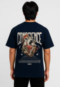 Alphahood Conscience Terry Oversized Streetwear T-Shirt – Navy Blue | Premium Graphic Tee
