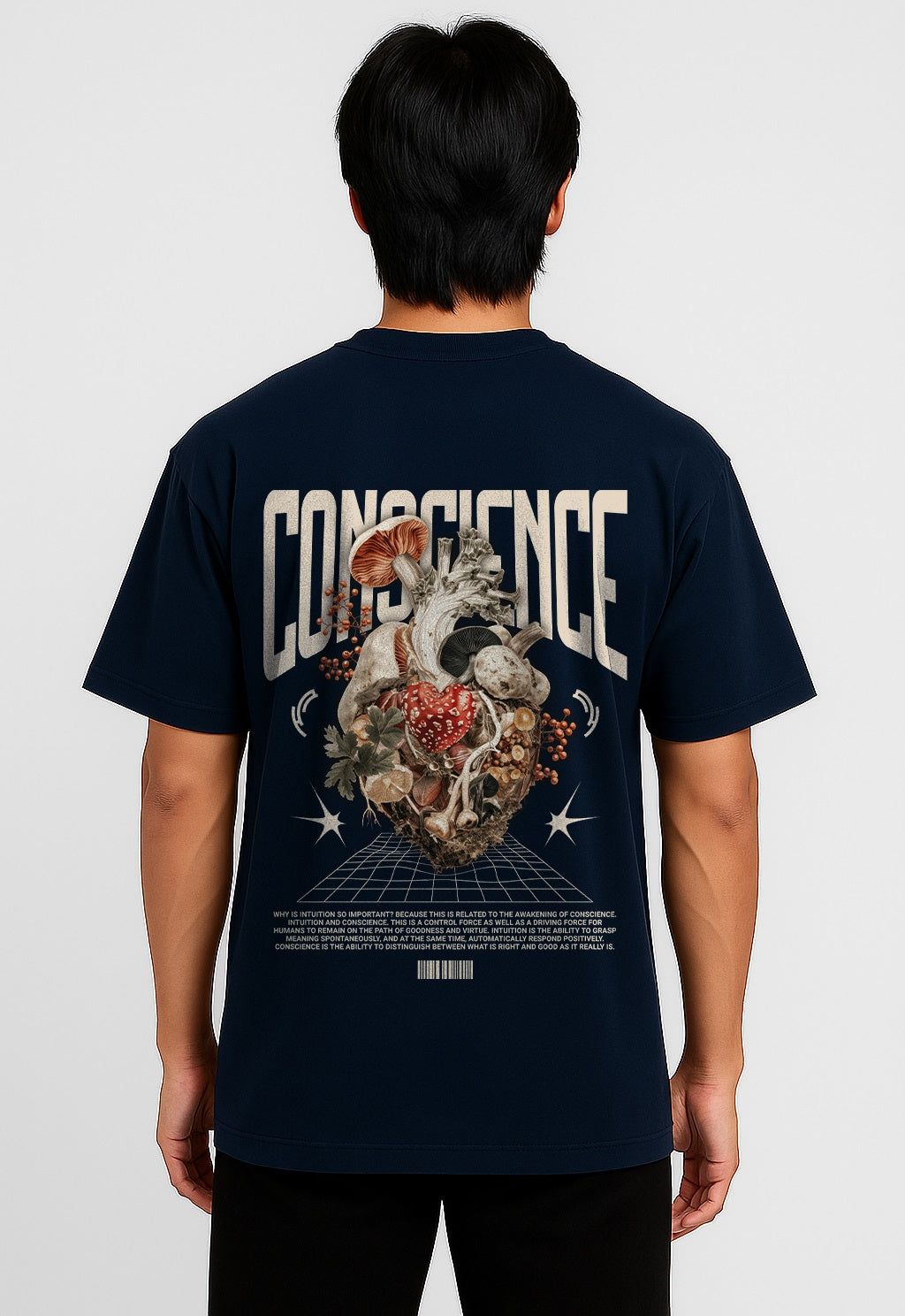 Alphahood Conscience Terry Oversized Streetwear T-Shirt – Navy Blue | Premium Graphic Tee