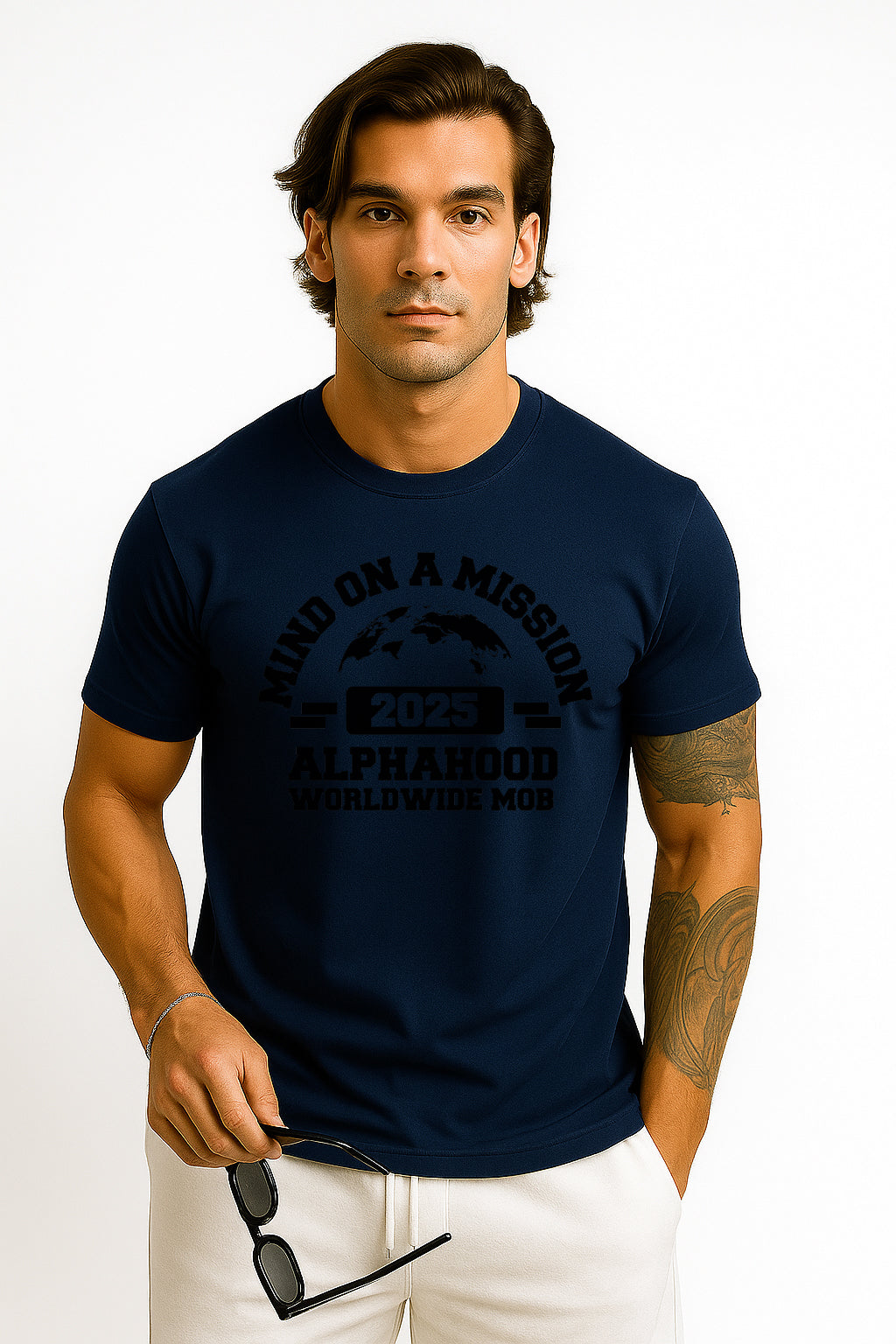 Alpha Mob Stretch Tee – Navy Blue