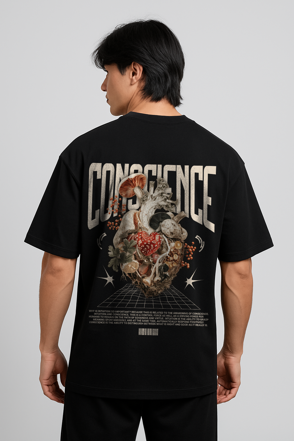 Alphahood Conscience Terry Oversized Streetwear T-Shirt – Black | Heavyweight Graphic Tee