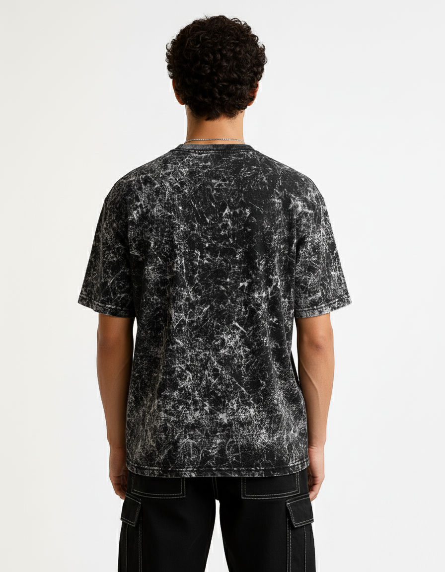 Alphahood Black Acid Wash Oversized Tee –