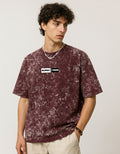 Alphahood Maroon Acid Wash Oversized Tee