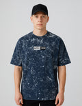 Alphahood Navy Blue Acid Wash Oversized Tee