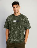 Alphahood Olive Green Acid Wash Oversized Tee