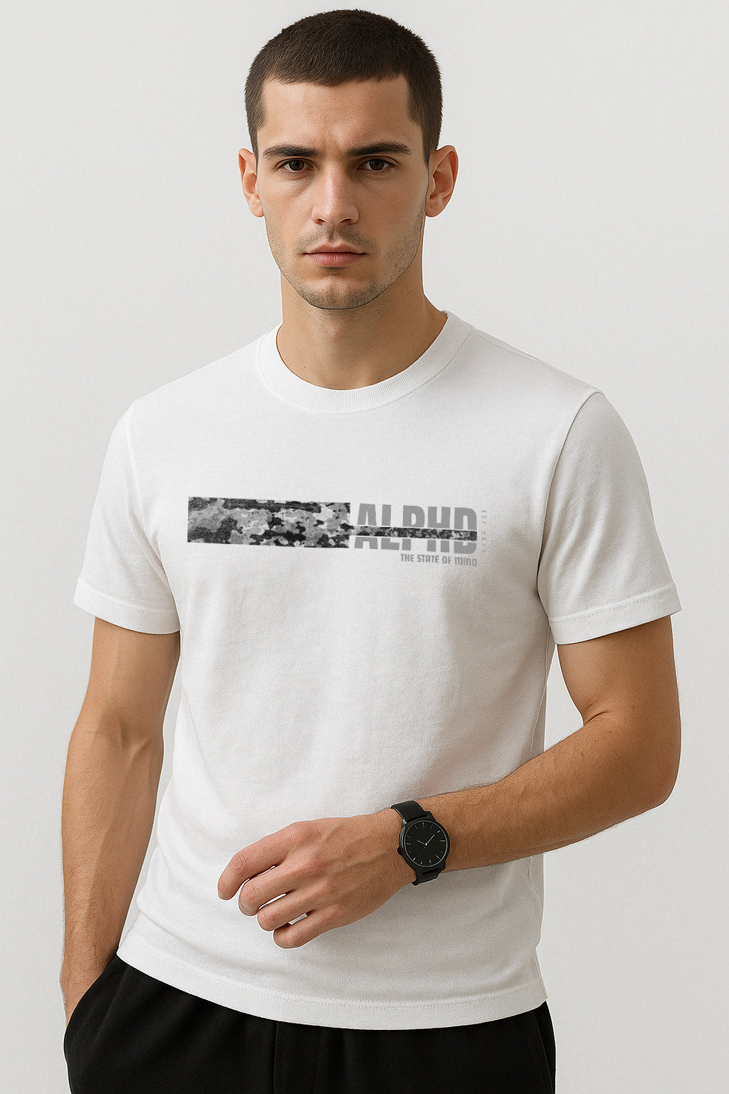 Alphahood White Cotton Stretch Tee – Elevated Essentials Edition