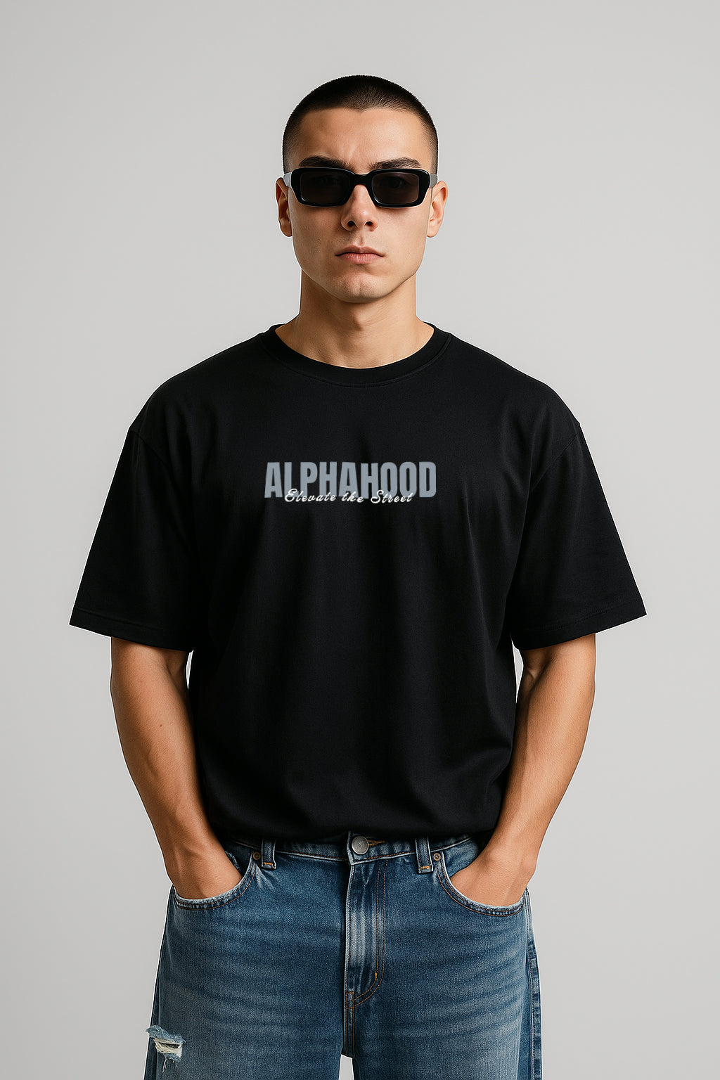 Alphahood Black Oversized Terry Tee – Elevate the Street Edition