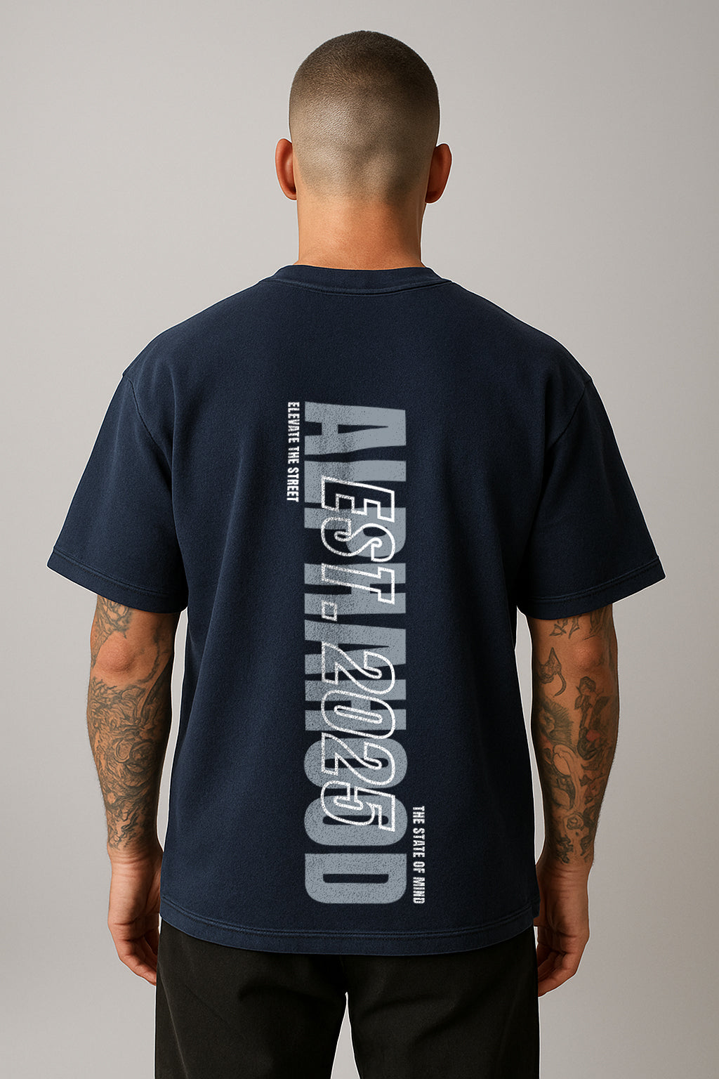 Alphahood Navy Blue Oversized Terry Tee – Elevate the Street Edition