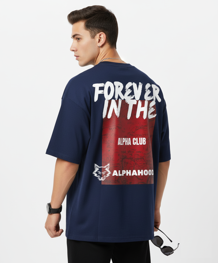 Alphahood Forever in the Alpha Oversized Tee – Navy Blue