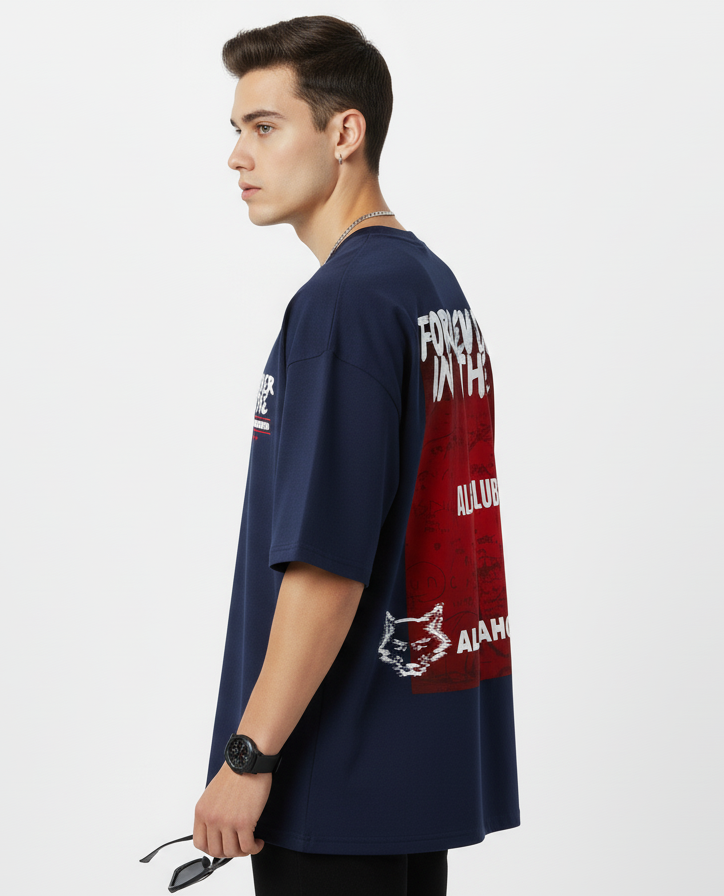 Alphahood Forever in the Alpha Oversized Tee – Navy Blue