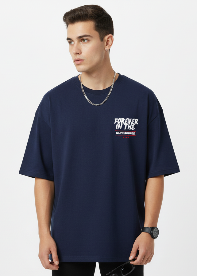 Alphahood Forever in the Alpha Oversized Tee – Navy Blue