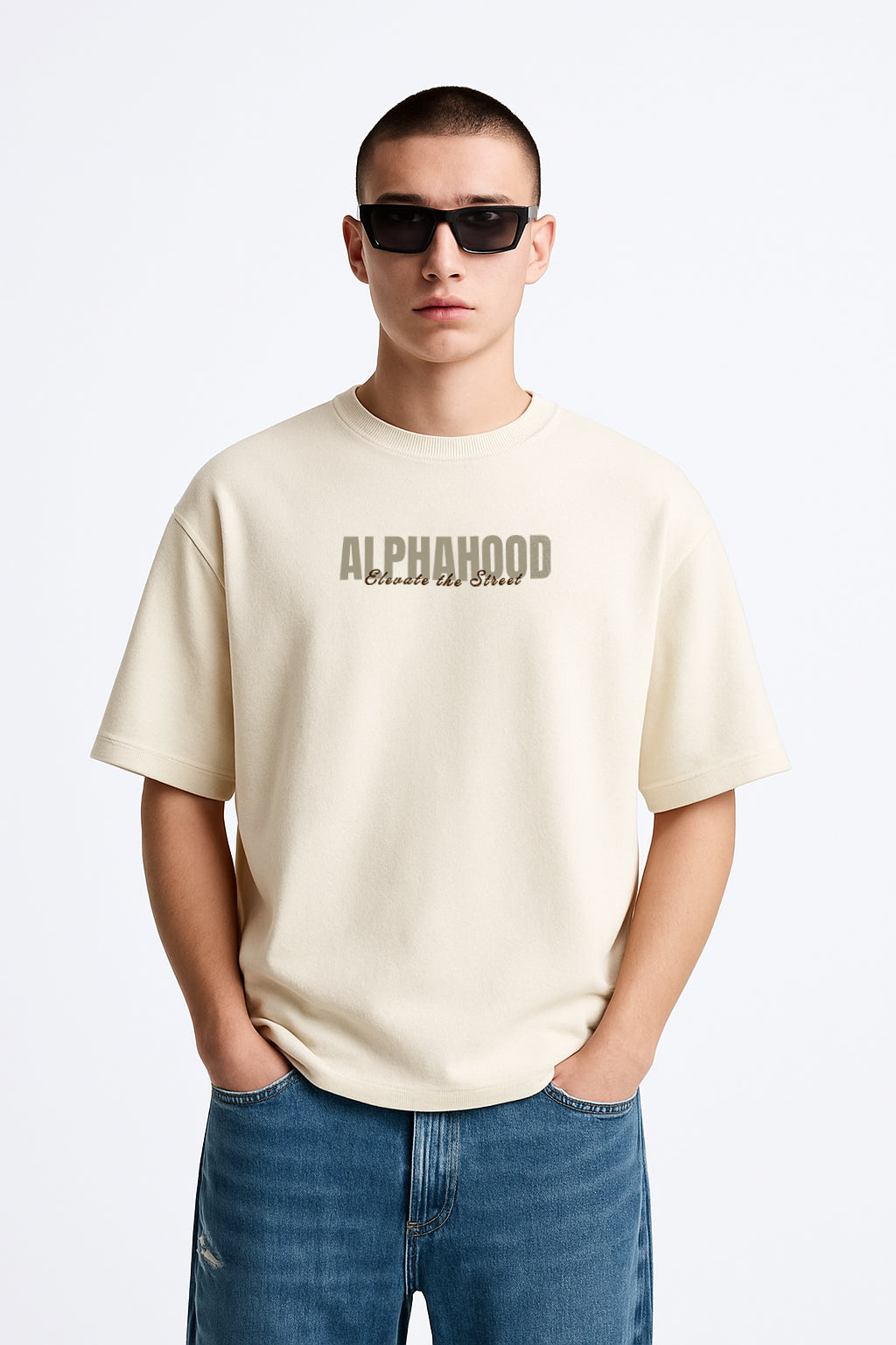 Alphahood Off White Oversized Terry Tee – Elevate the Street Edition