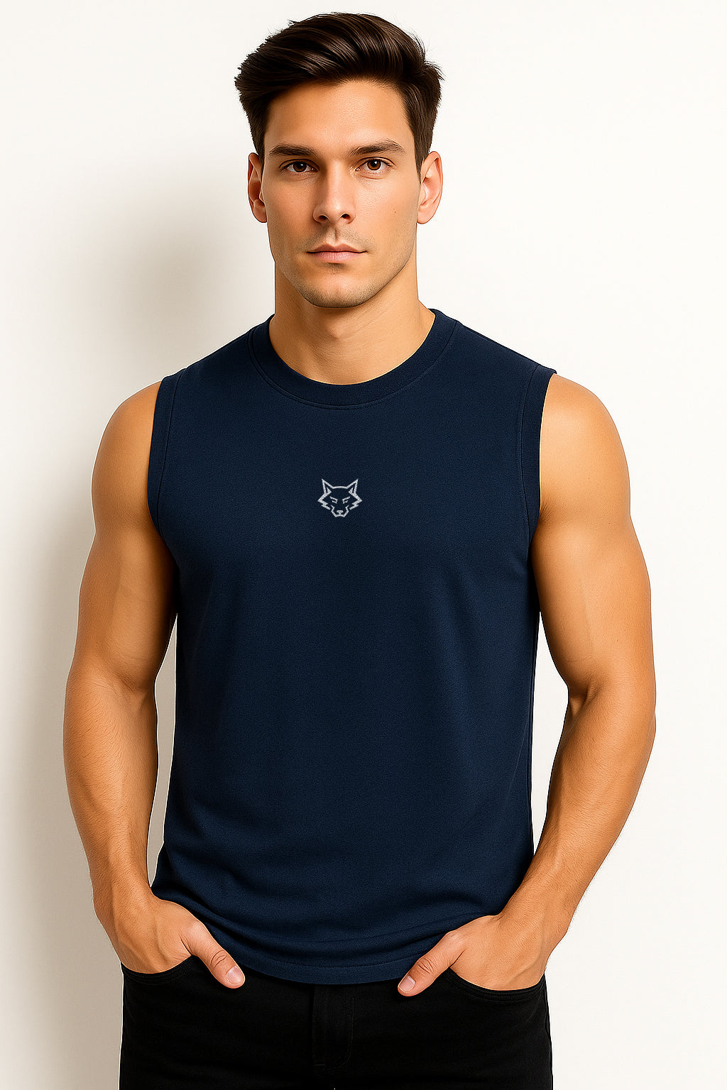 Alphahood  Navy Blue Sleeveless T-shirt | Vest