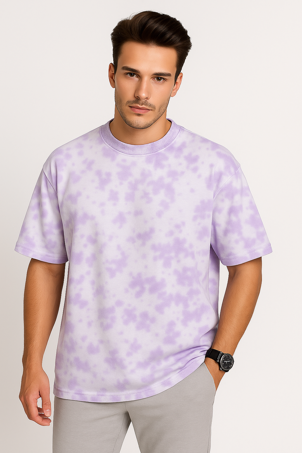 Alphahood Oversized Tie-Dye Tee – White Lavender