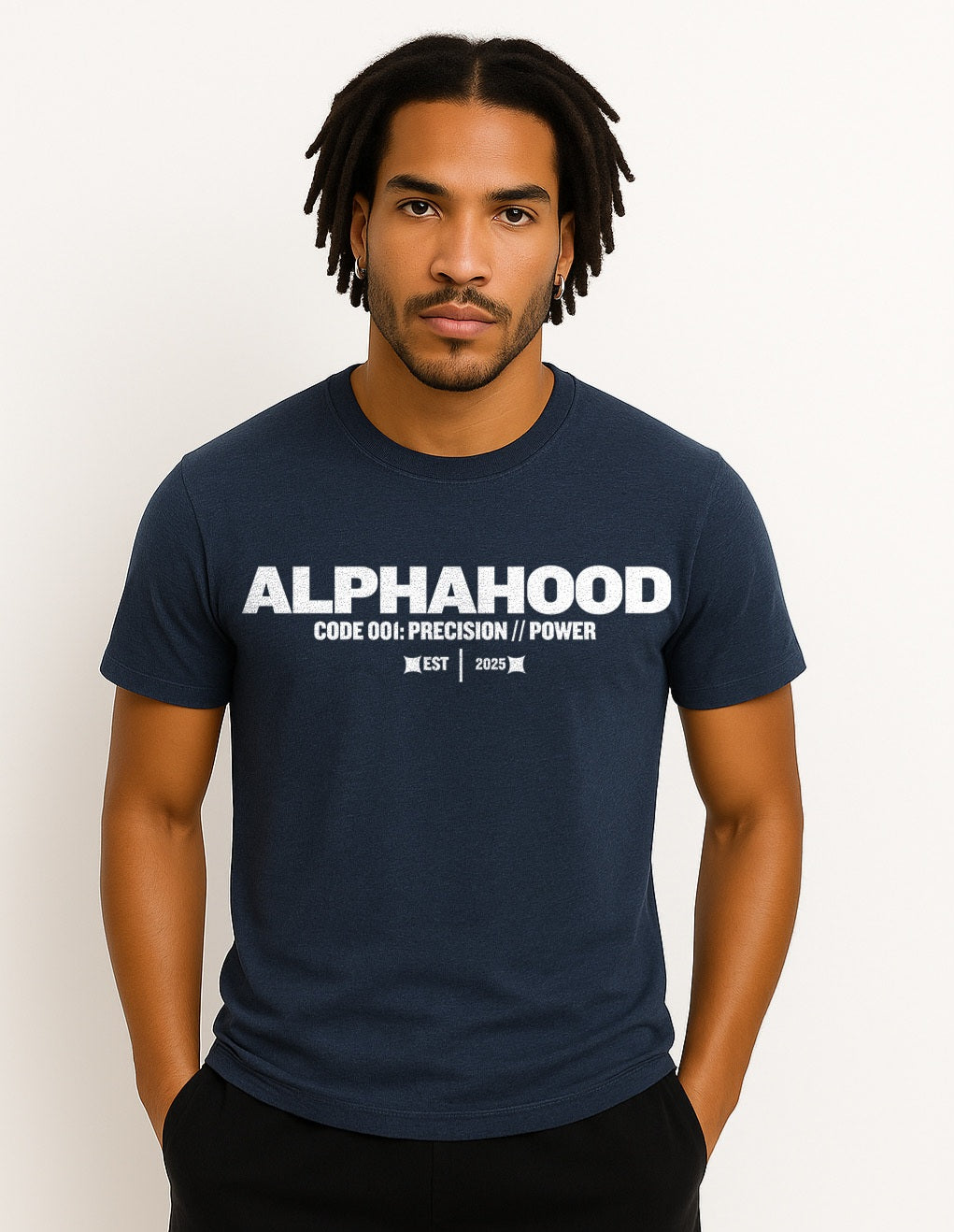 Navy Blue Melange Alpha Code Tee
