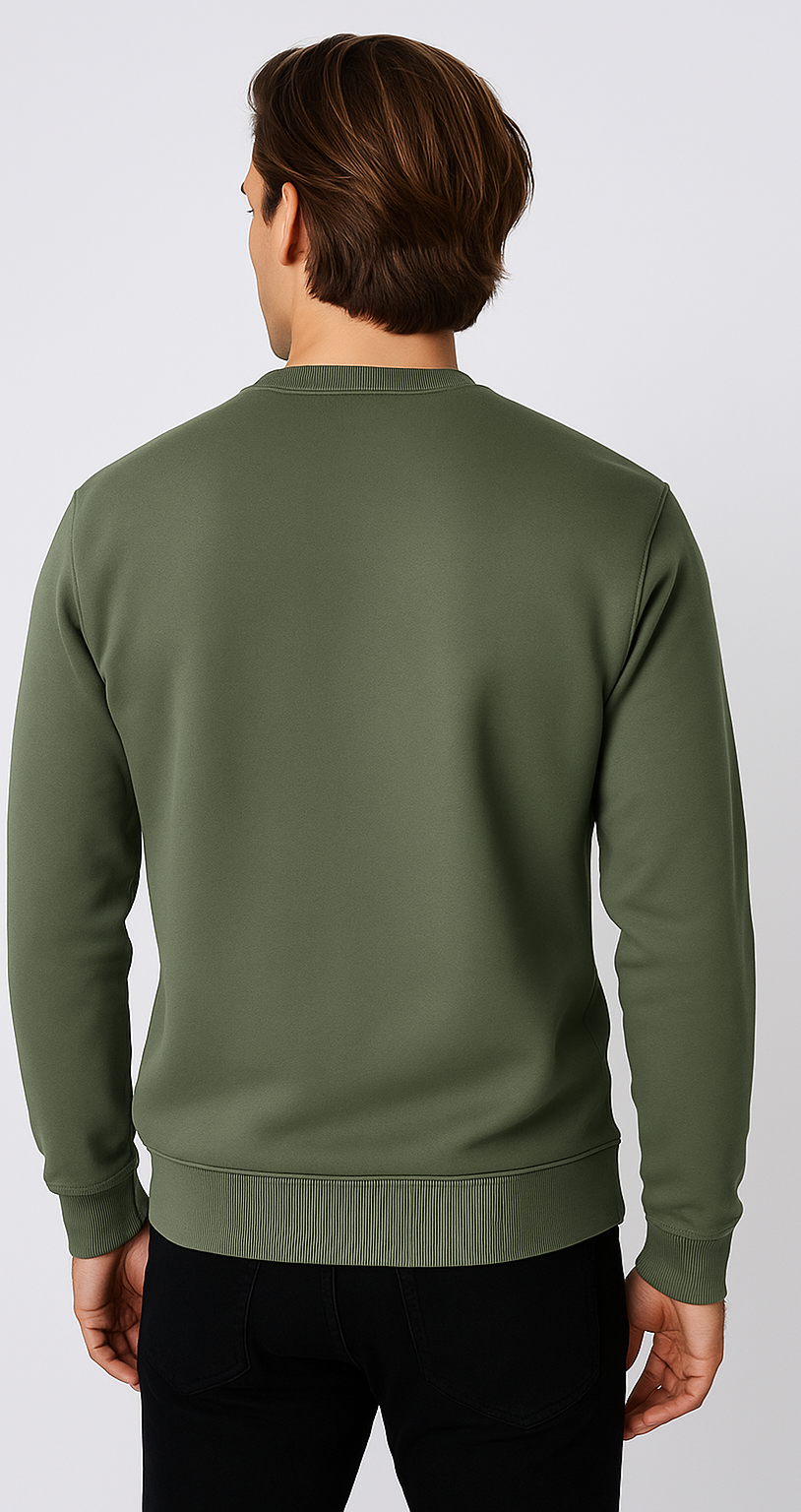 Alphahood Streetwear Sweatshirt – Olive Green | Relaxed Fit Heavyweight Crewneck