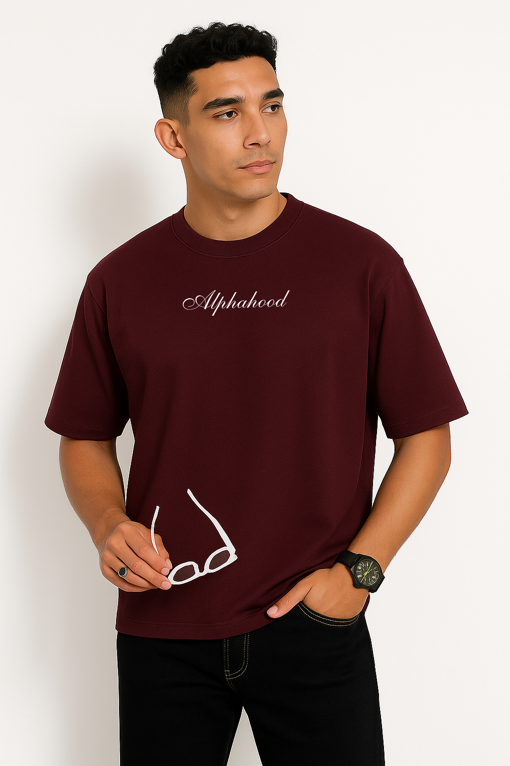 Alphahood Oversized Terry T-Shirt – Maroon | Premium Oversized Streetwear