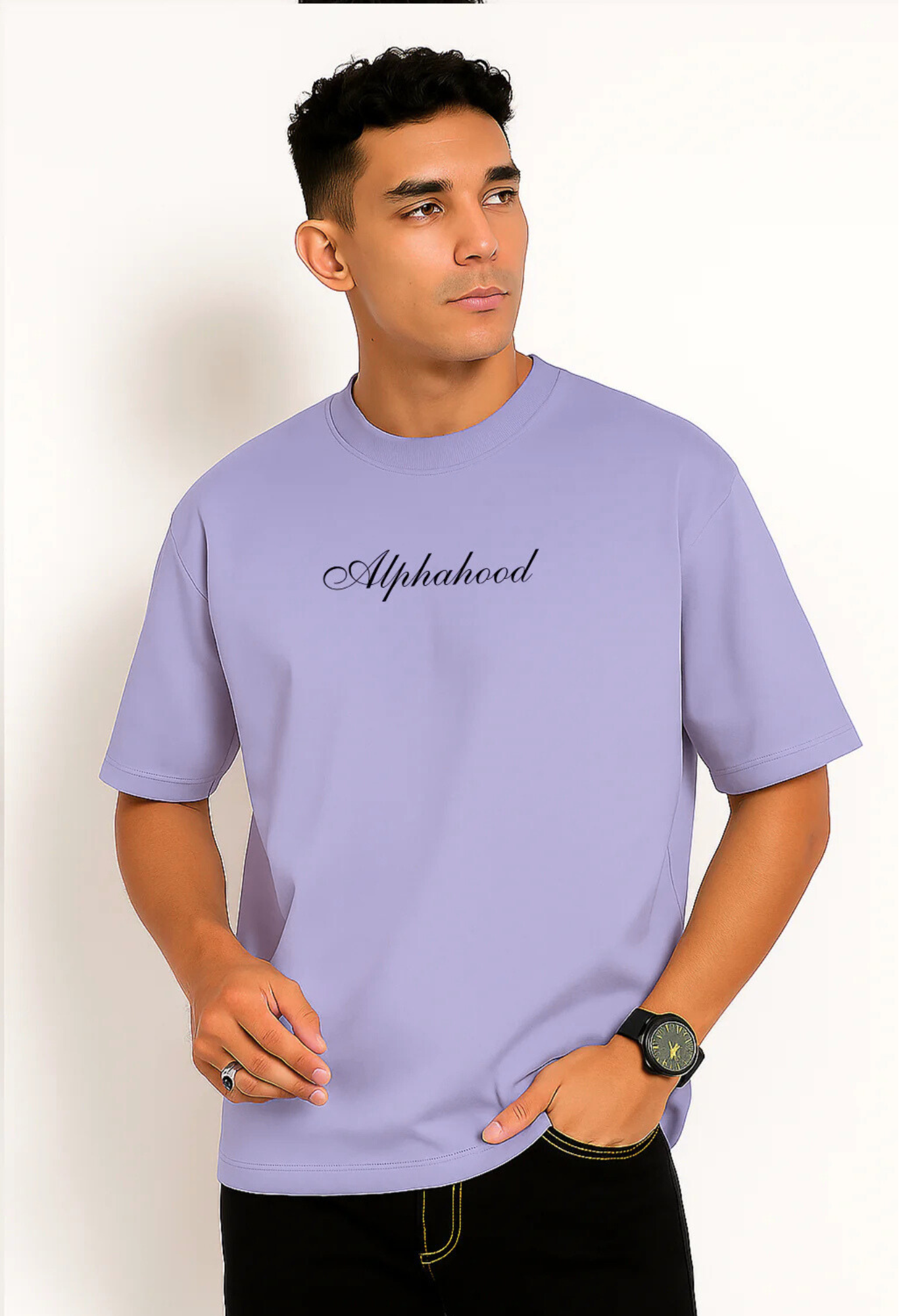 Alphahood Oversized Terry T-Shirt – Lavender | Minimalist Streetwear