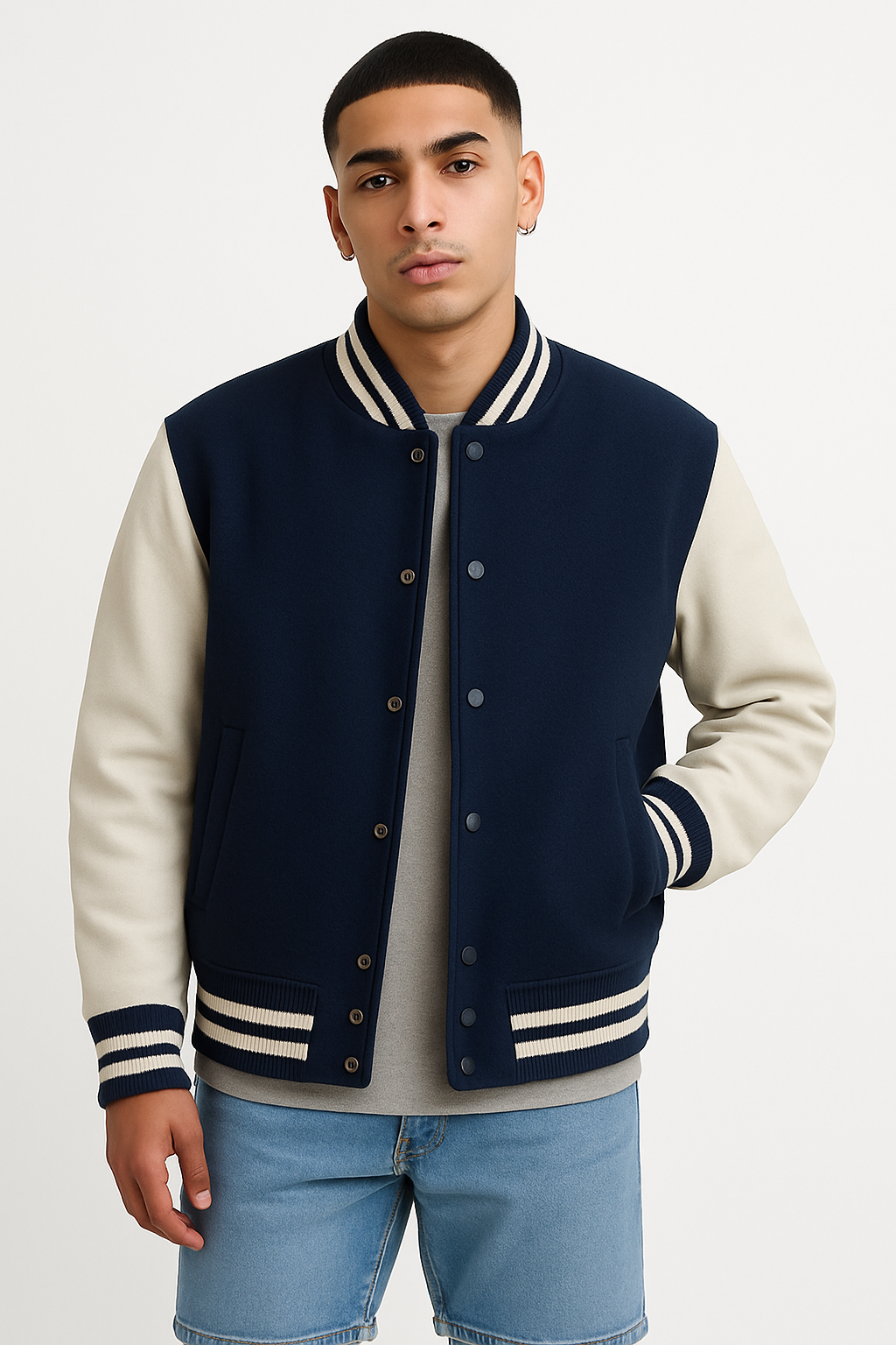Navy Alpha Varsity Jacket
